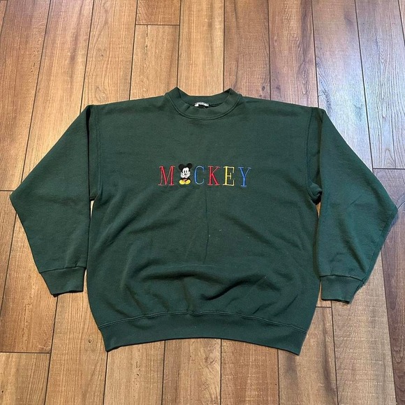 Disney Other - Vintage 90s Mickey‎ Mouse green crewneck sweatshirt size medium